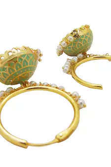 9blings Mint Green Jhumki Bali pearl earrings