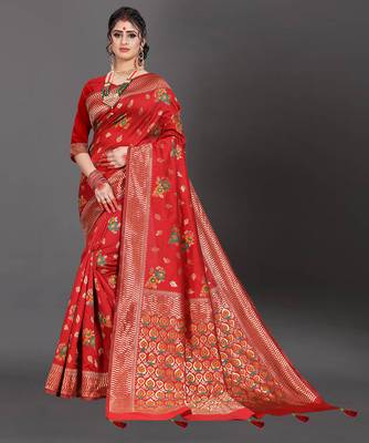 Latest Designer Jacquard Banarasi silk Woven  saree with Blouse 1