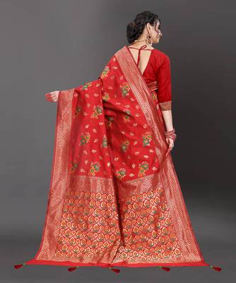 Latest Designer Jacquard Banarasi silk Woven  saree with Blouse 4