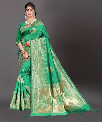 Latest Designer Jacquard Banarasi silk Woven  saree with Blouse 1