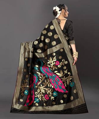 Latest Designer Jacquard Banarasi silk Woven  saree with Blouse 3
