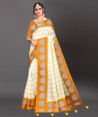 Latest Designer Cotton blend Art silk Printed saree with Blouse 1