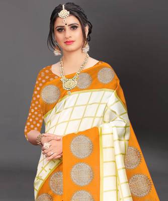 Latest Designer Cotton blend Art silk Printed saree with Blouse 3