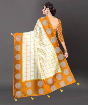 Latest Designer Cotton blend Art silk Printed saree with Blouse 4