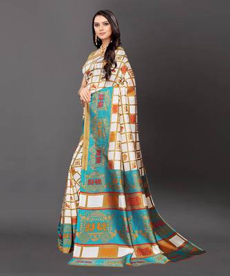 Latest Designer Cotton blend Art silk Printed saree with Blouse 3