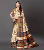 Latest Designer Cotton blend Art silk Printed saree with Blouse