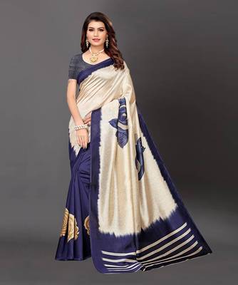 Latest Designer Cotton blend Art silk Printed saree with Blouse 1
