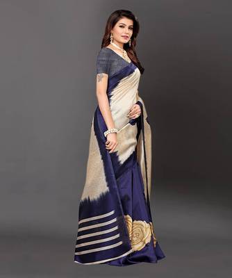 Latest Designer Cotton blend Art silk Printed saree with Blouse 2