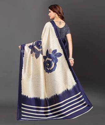 Latest Designer Cotton blend Art silk Printed saree with Blouse 4