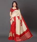 Latest Designer Cotton blend Art silk Printed saree with Blouse