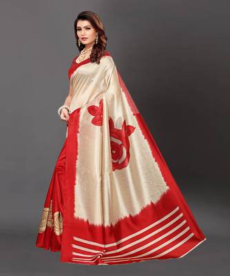 Latest Designer Cotton blend Art silk Printed saree with Blouse 3