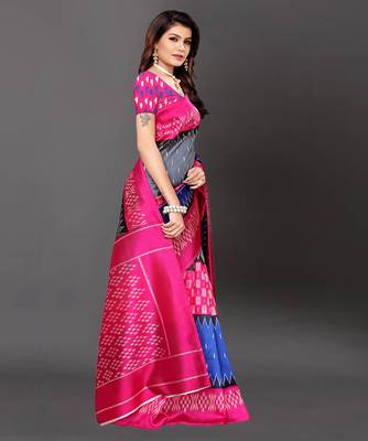 Latest Designer Cotton blend Art silk Printed saree with Blouse 2