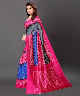 Latest Designer Cotton blend Art silk Printed saree with Blouse 3
