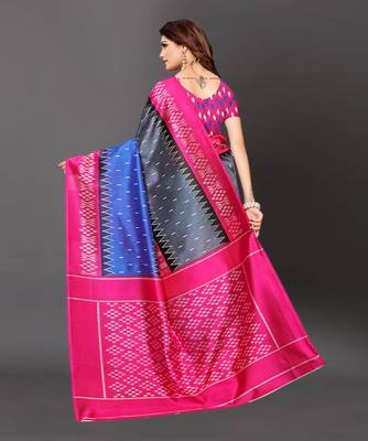 Latest Designer Cotton blend Art silk Printed saree with Blouse 4