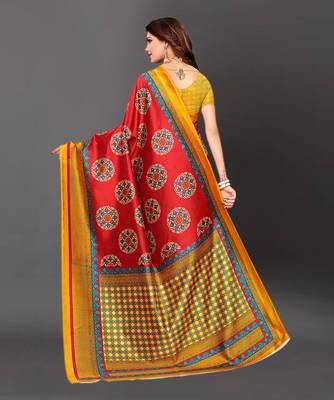Latest Designer Cotton blend Art silk Printed saree with Blouse 4