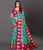 Latest Designer Cotton blend Art silk Printed saree with Blouse