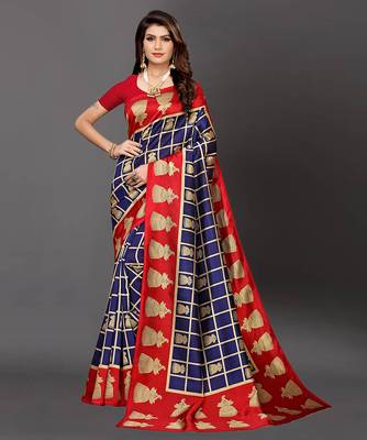 Latest Designer Cotton blend Art silk Printed saree with Blouse 1