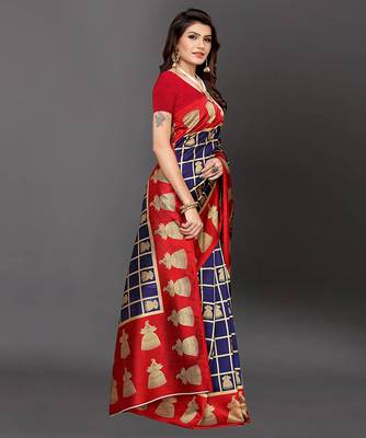 Latest Designer Cotton blend Art silk Printed saree with Blouse 2