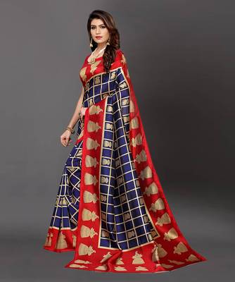 Latest Designer Cotton blend Art silk Printed saree with Blouse 3