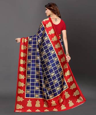 Latest Designer Cotton blend Art silk Printed saree with Blouse 4
