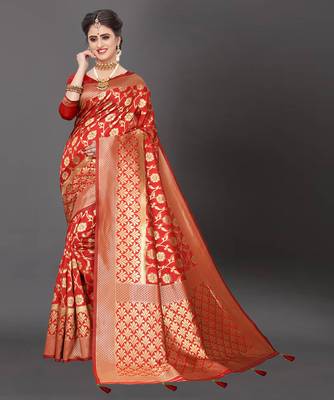 Latest Designer Jacquard Banarasi silk Woven  saree with Blouse 1