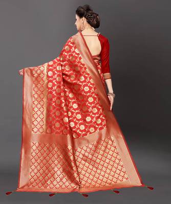 Latest Designer Jacquard Banarasi silk Woven  saree with Blouse 3