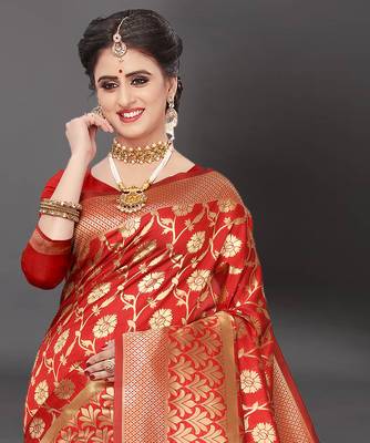 Latest Designer Jacquard Banarasi silk Woven  saree with Blouse 4