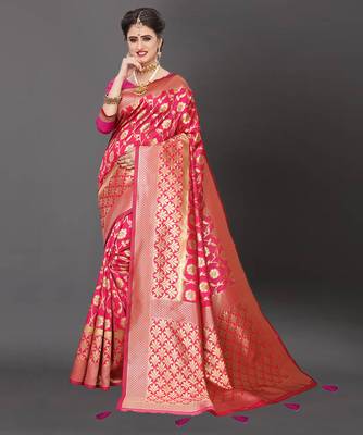 Latest Designer Jacquard Banarasi silk Woven  saree with Blouse 1