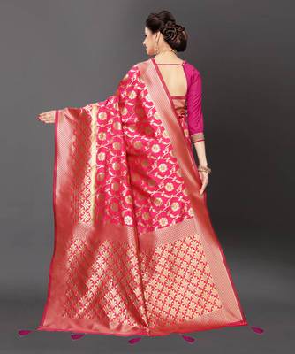 Latest Designer Jacquard Banarasi silk Woven  saree with Blouse 3