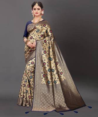Latest Designer Jacquard Banarasi silk Woven  saree with Blouse 1