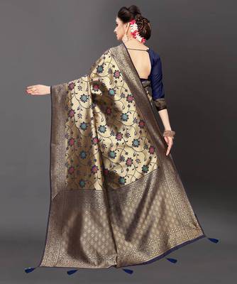 Latest Designer Jacquard Banarasi silk Woven  saree with Blouse 3