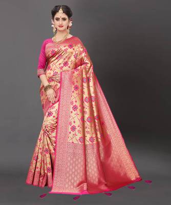 Latest Designer Jacquard Banarasi silk Woven  saree with Blouse 1