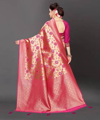 Latest Designer Jacquard Banarasi silk Woven  saree with Blouse 3