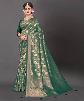 Latest Designer Jacquard Banarasi silk Woven  saree with Blouse 1