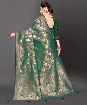 Latest Designer Jacquard Banarasi silk Woven  saree with Blouse 3
