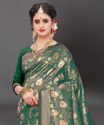 Latest Designer Jacquard Banarasi silk Woven  saree with Blouse 4