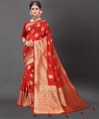Latest Designer Jacquard Banarasi silk Woven  saree with Blouse 1