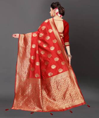 Latest Designer Jacquard Banarasi silk Woven  saree with Blouse 3