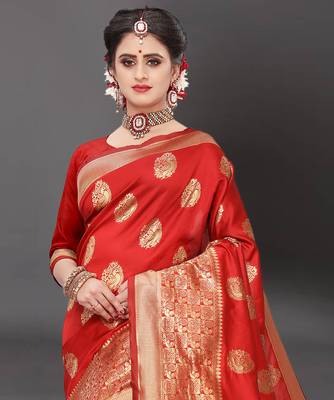 Latest Designer Jacquard Banarasi silk Woven  saree with Blouse 4