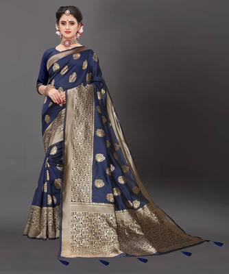 Latest Designer Jacquard Banarasi silk Woven  saree with Blouse 1