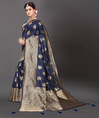 Latest Designer Jacquard Banarasi silk Woven  saree with Blouse 2