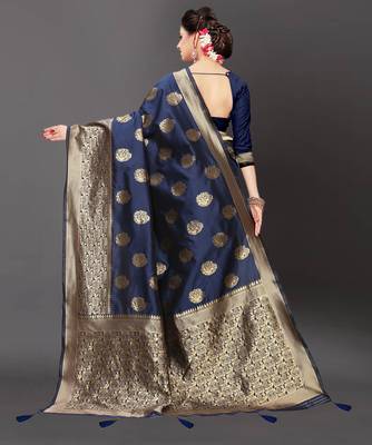 Latest Designer Jacquard Banarasi silk Woven  saree with Blouse 3