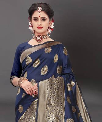Latest Designer Jacquard Banarasi silk Woven  saree with Blouse 4