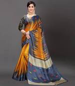 Latest Designer Cotton blend Art silk Printed saree with Blouse