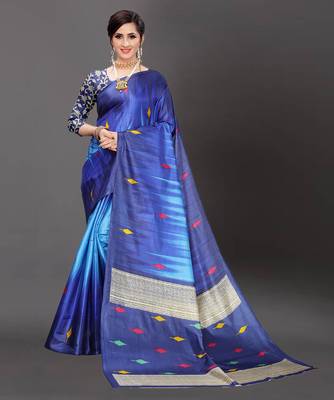 Latest Designer Cotton blend Art silk Printed saree with Blouse 1