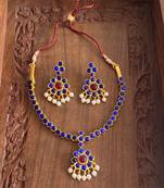 Beautiful Kemp Blue Pearl Designer Necklace Set Dj21525