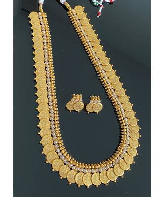 Beautiful Antique Pearl Lakshmi Designer Long Coin Haar Set Dj29516 2