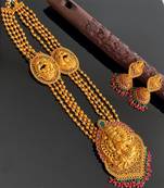 Awesome matte finish Ruby-Emerald multilayer Lakshmi haar set -DJ10574