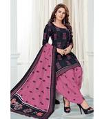 Black Printed  Cotton Unstitched Salwar Kameez