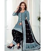 Grey Printed  Cotton Unstitched Salwar Kameez